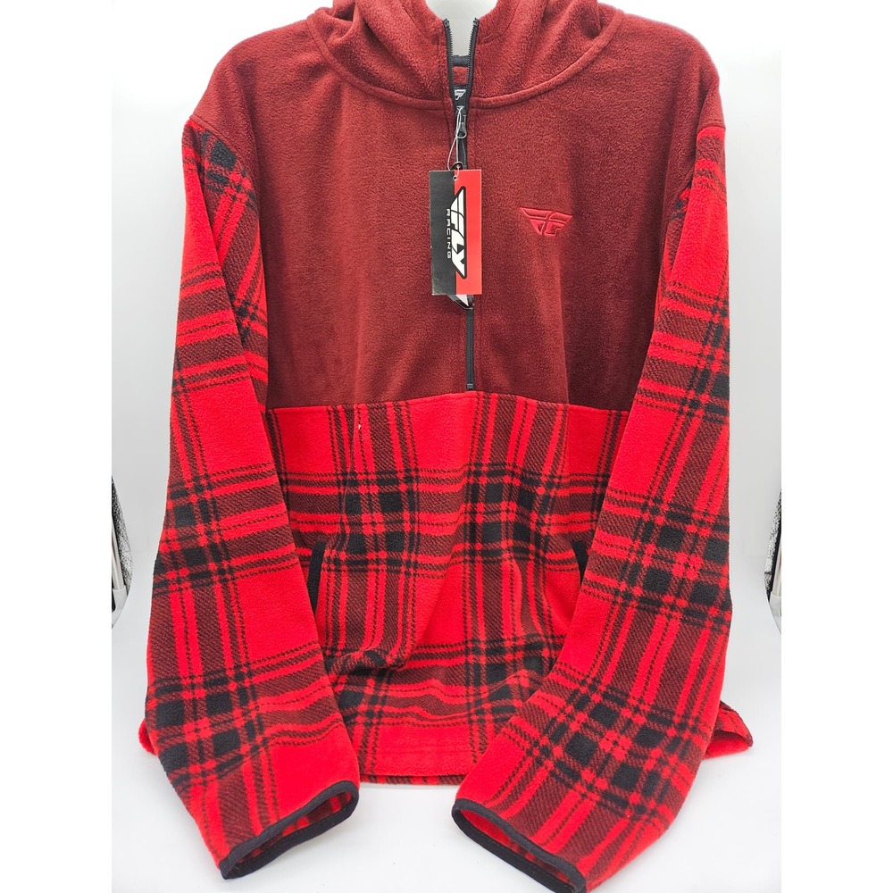 New Men's Fly Racing Red Plaid Hoodie Size XL